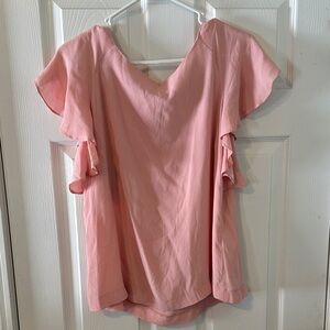 Arianna Pink Ruffle Sleeve Blouse Size L